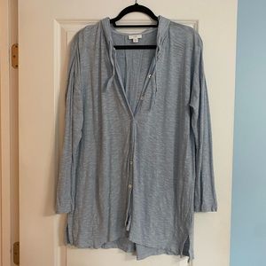 J. Jill Blue Linen Blend Long Sleeve Top